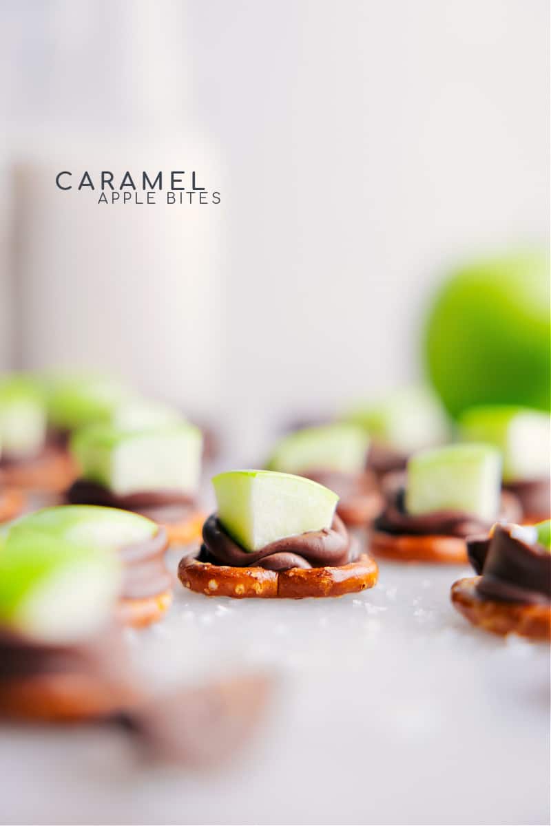 Image of the caramel apple bites ready to be enjoyed