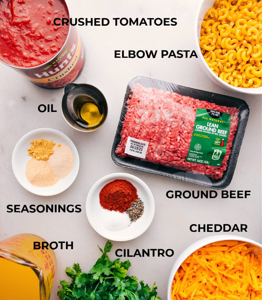 Ingredients for homemade Hamburger Helper