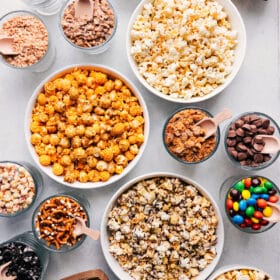 Popcorn Bar with Various Toppings and Choices.