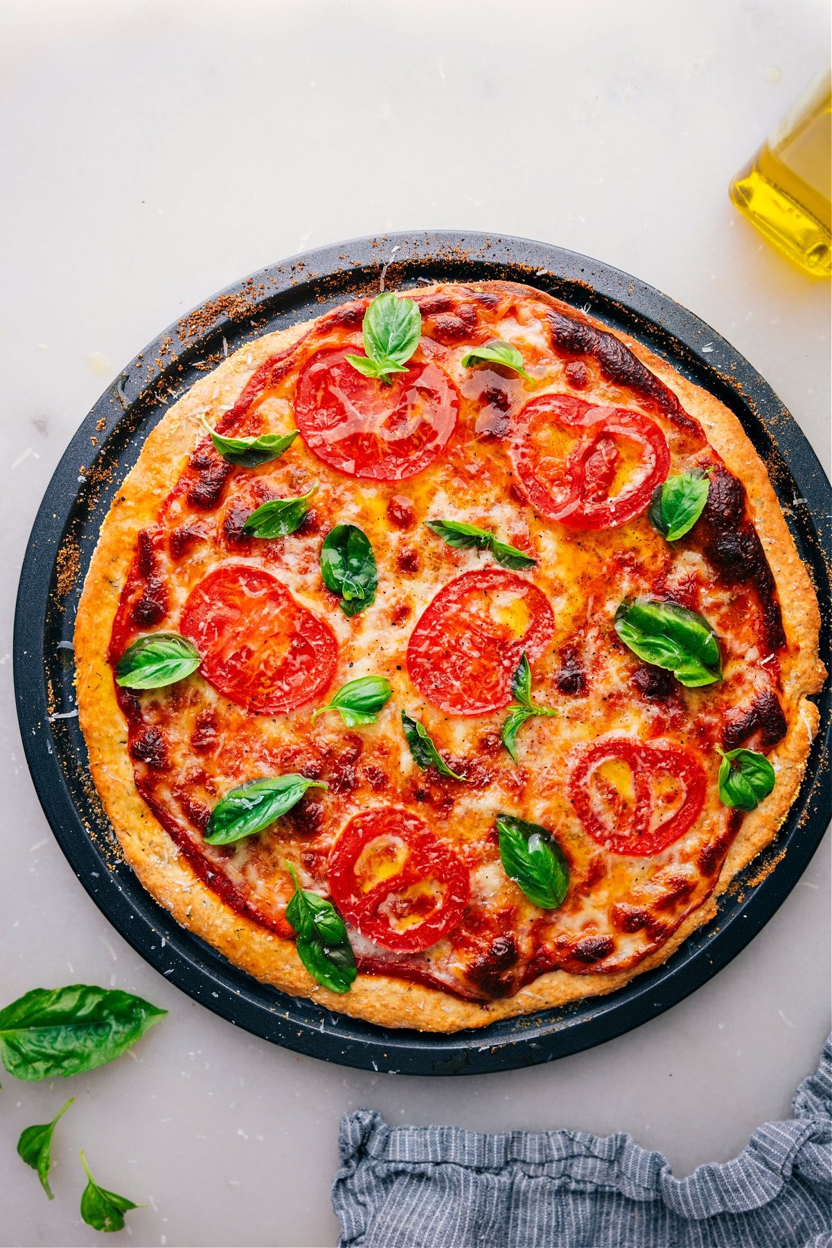 No-Yeast Pizza Dough pizza, freshly baked and straight out of the oven.