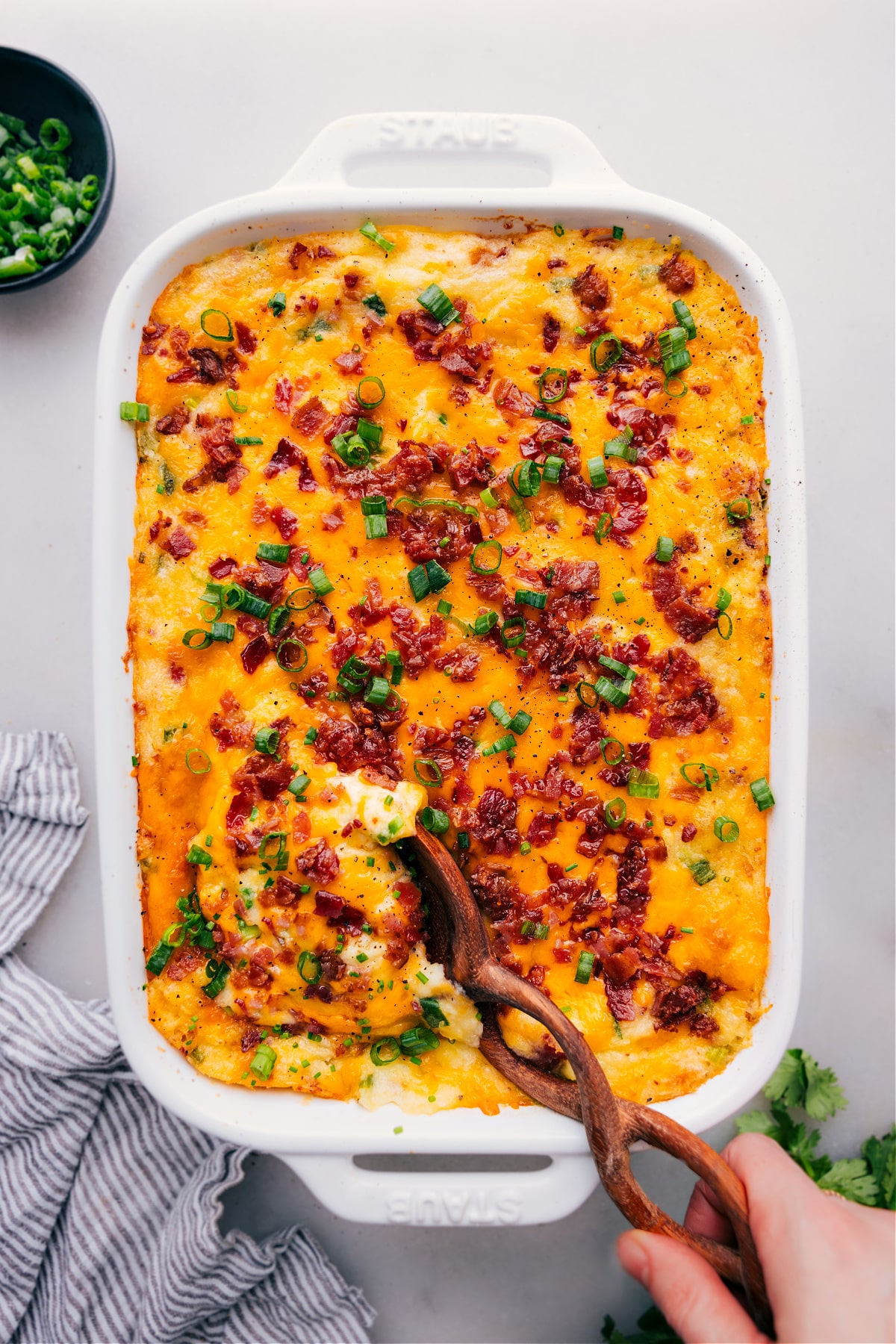 Twice-Baked Potato Casserole in a baking dish.