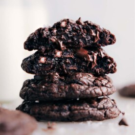 Stack of chocolate cookies ready to be enjoyed.