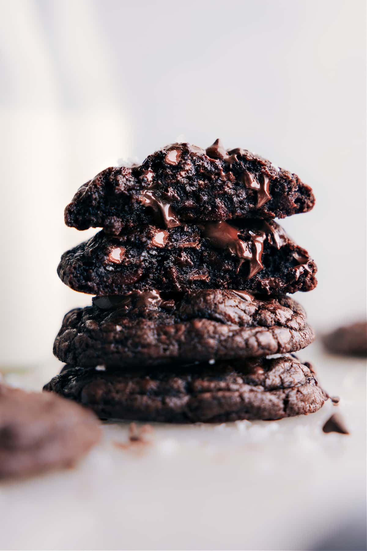 Stack of chocolate cookies ready to be enjoyed.