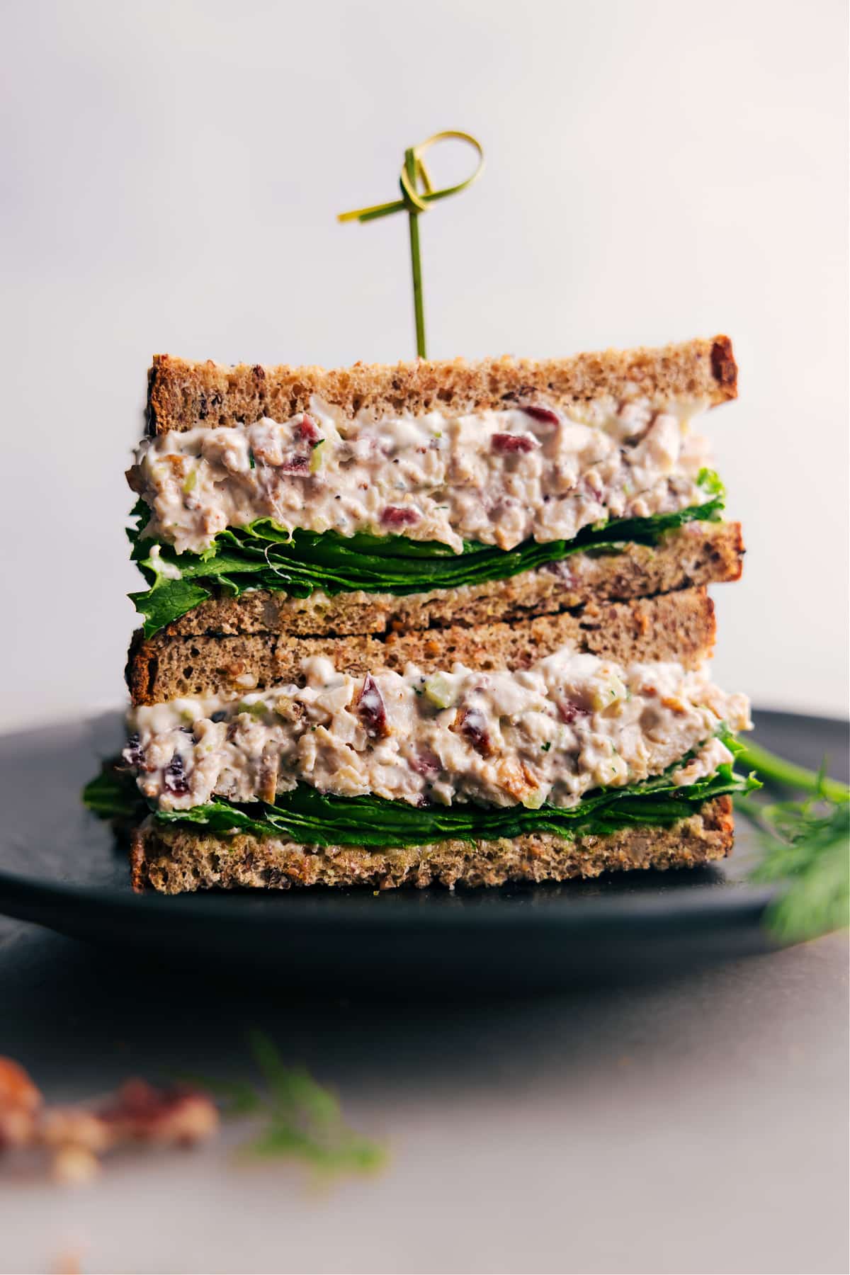 Turkey Salad sandwich prepared and ready to be enjoyed.
