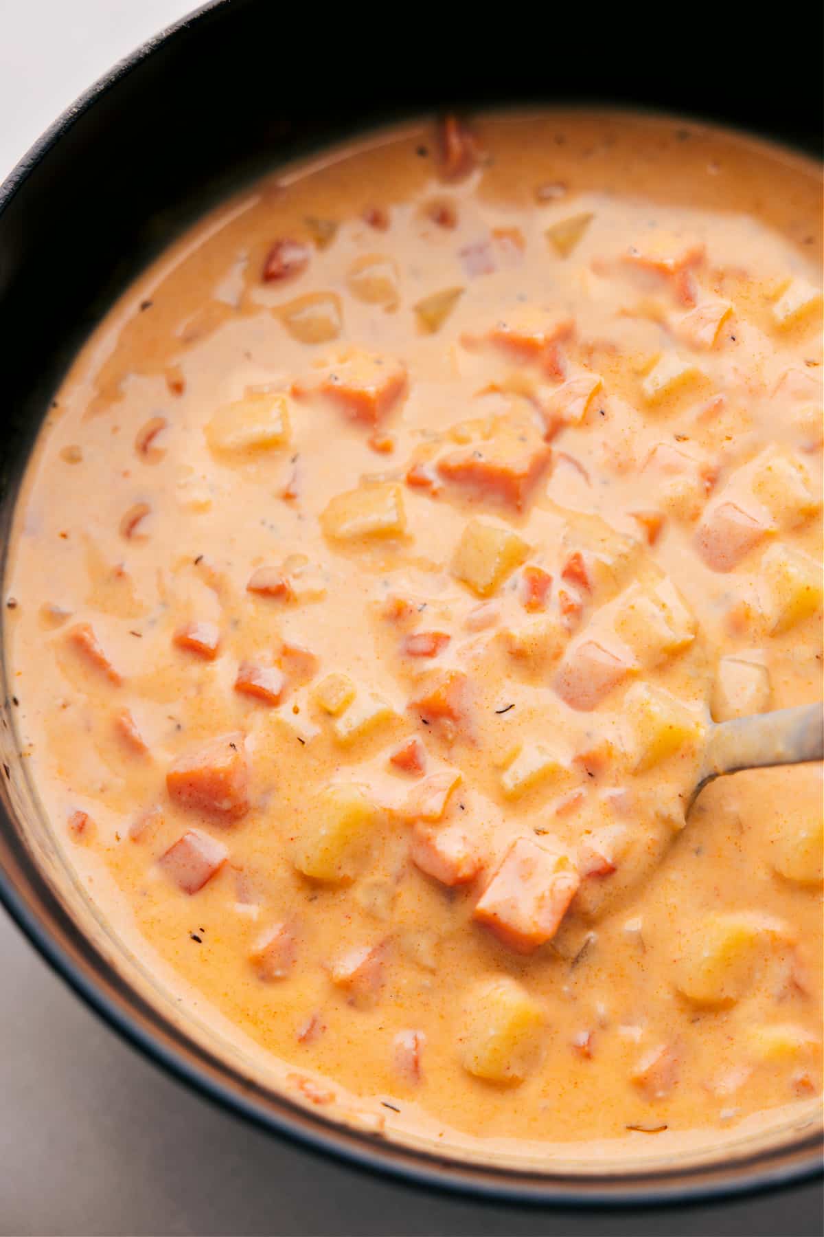 Overhead photo of Cheesy Potato Soup