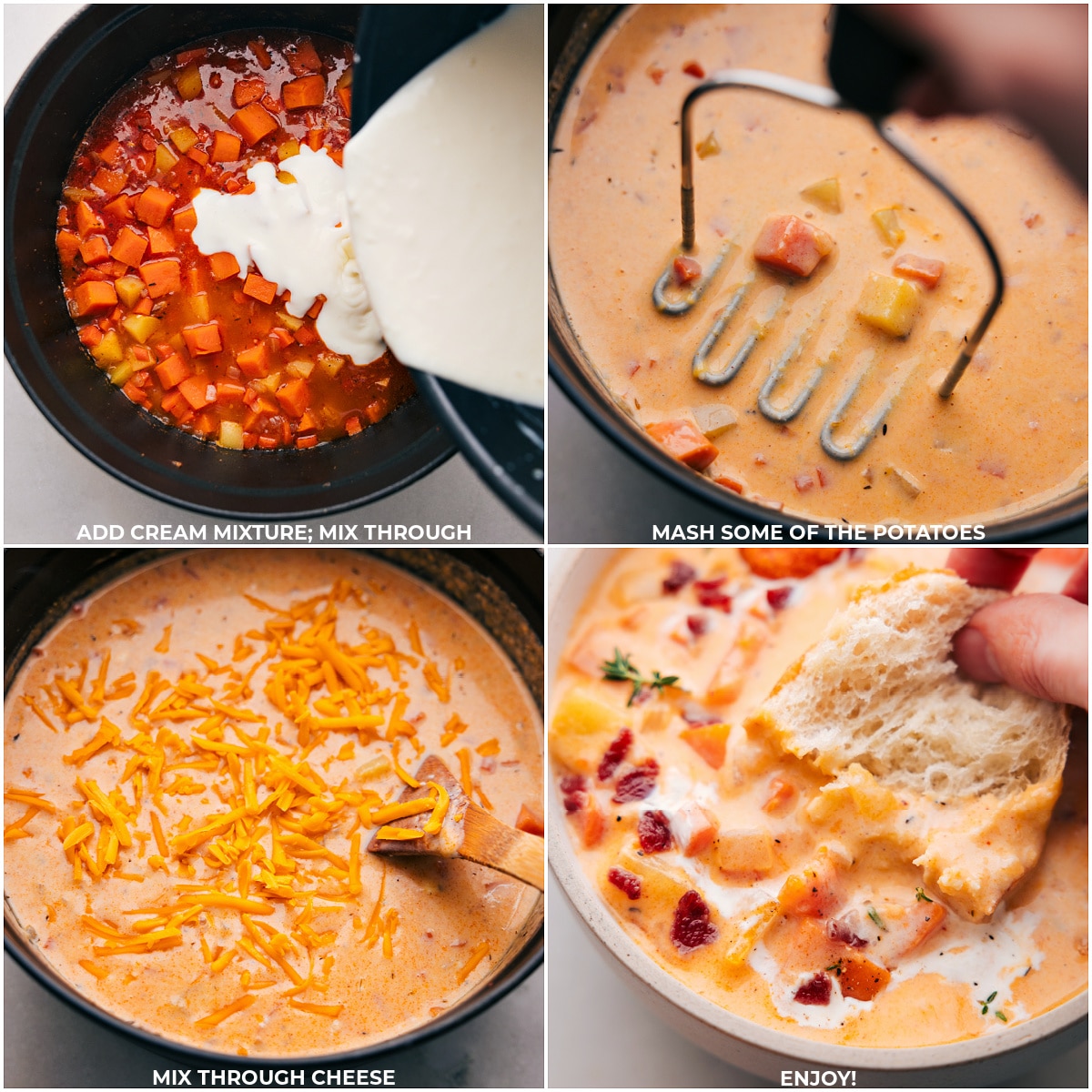 Process stops of making Cheesy Potato Soup