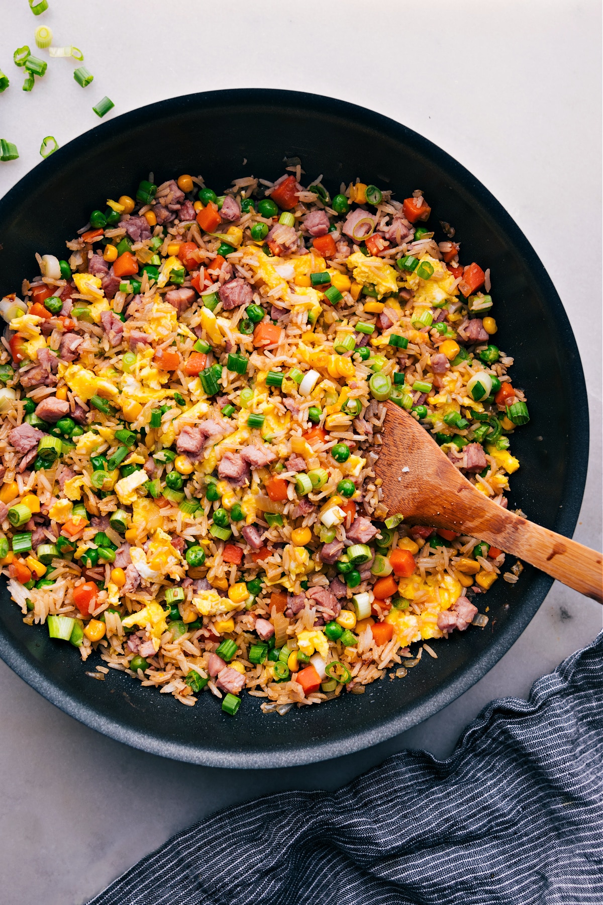 Big pot of Ham Fried Rice ready to be enjoyed.