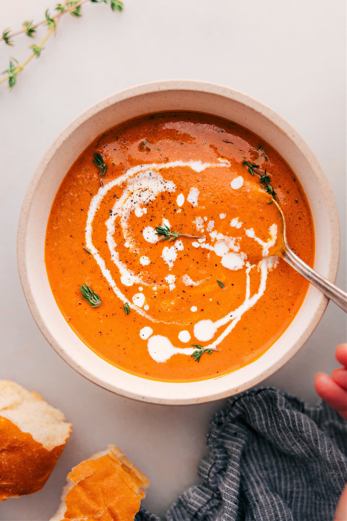 Big bowl of Roasted Red Pepper Soup