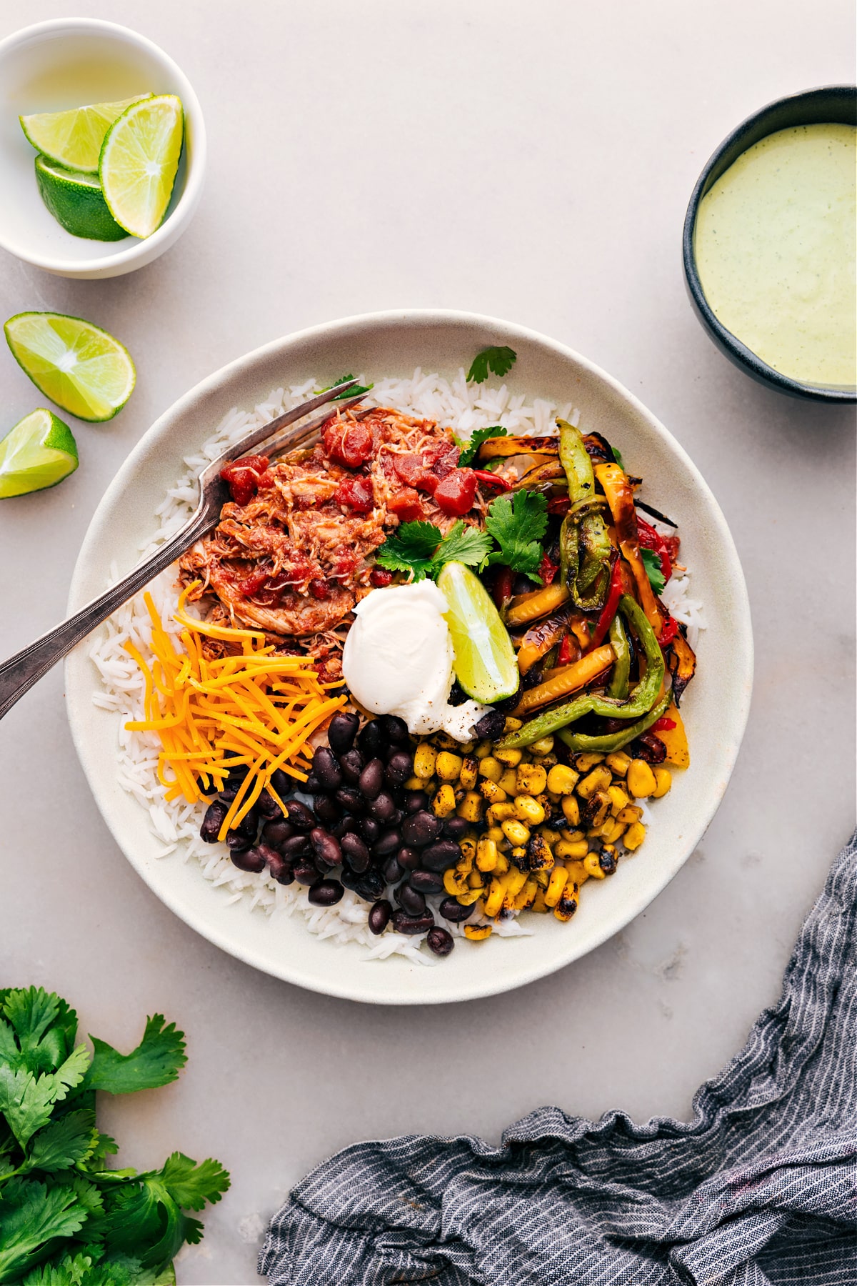 Big bowl of Salsa Chicken Crockpot ready to be enjoyed.