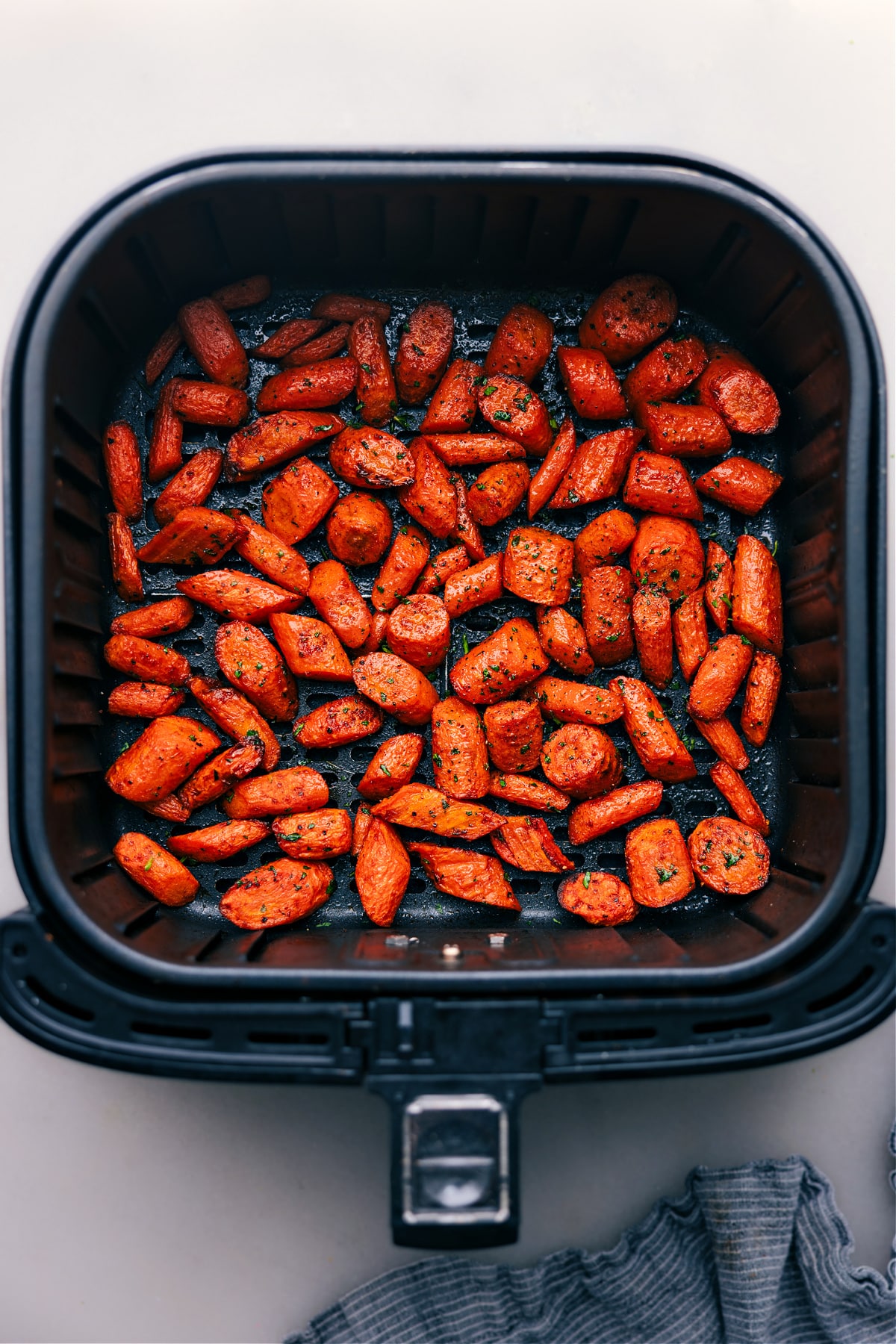 Air fryer carrots fresh out of the air fryer.