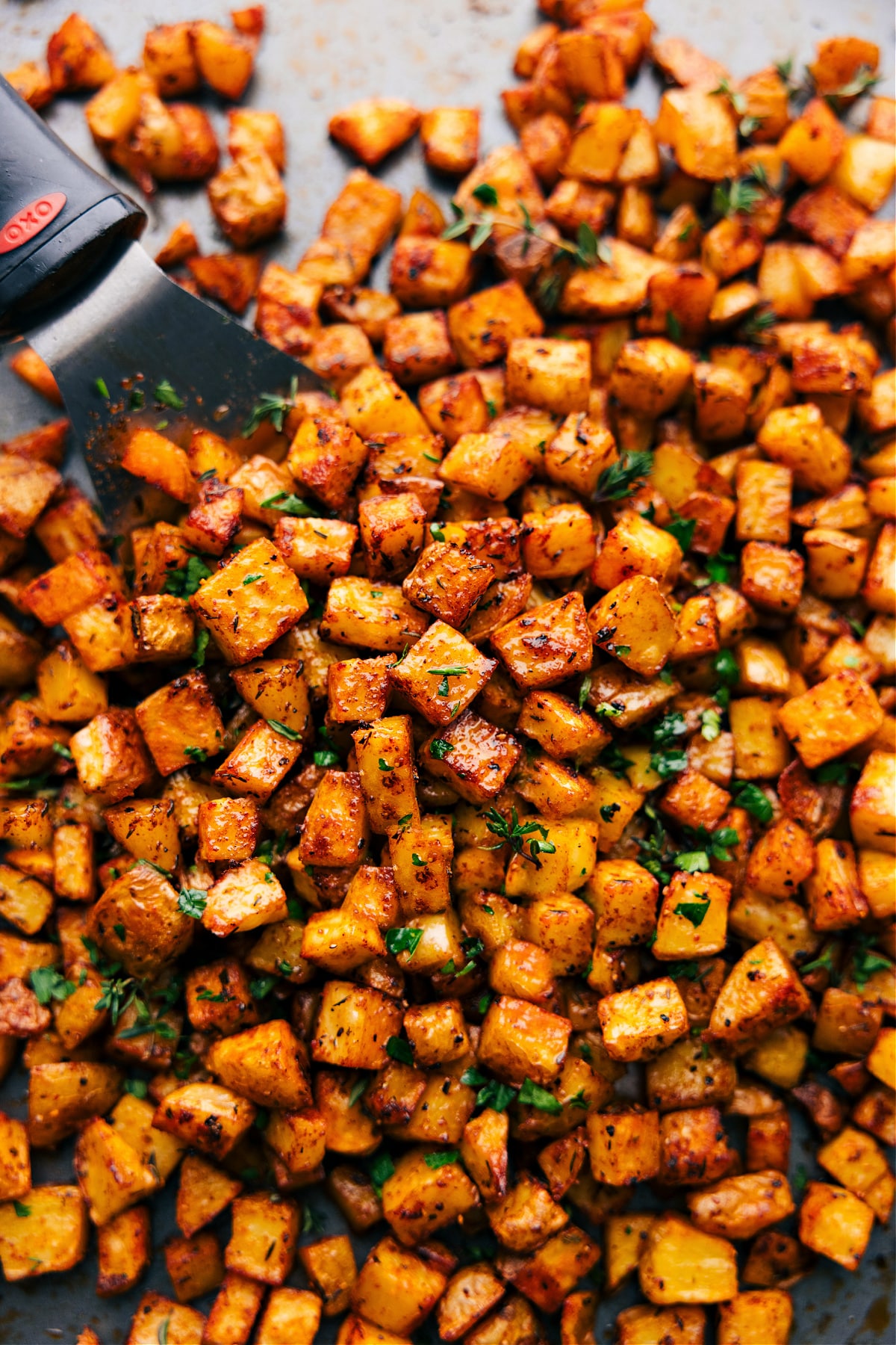 Breakfast Potatoes fresh out of the oven ready to be enjoyed.