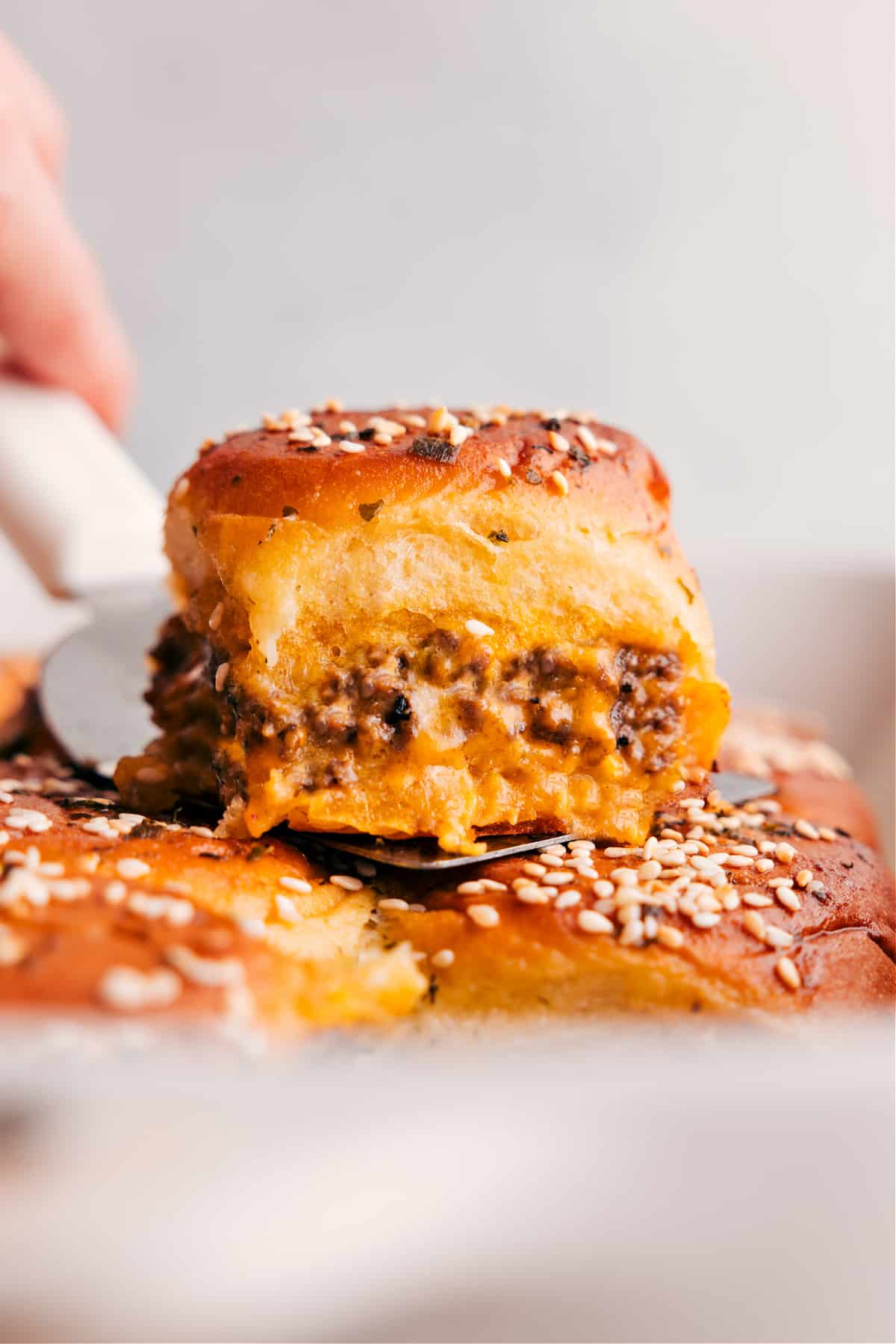 Cheeseburger Sliders fresh out of the oven.