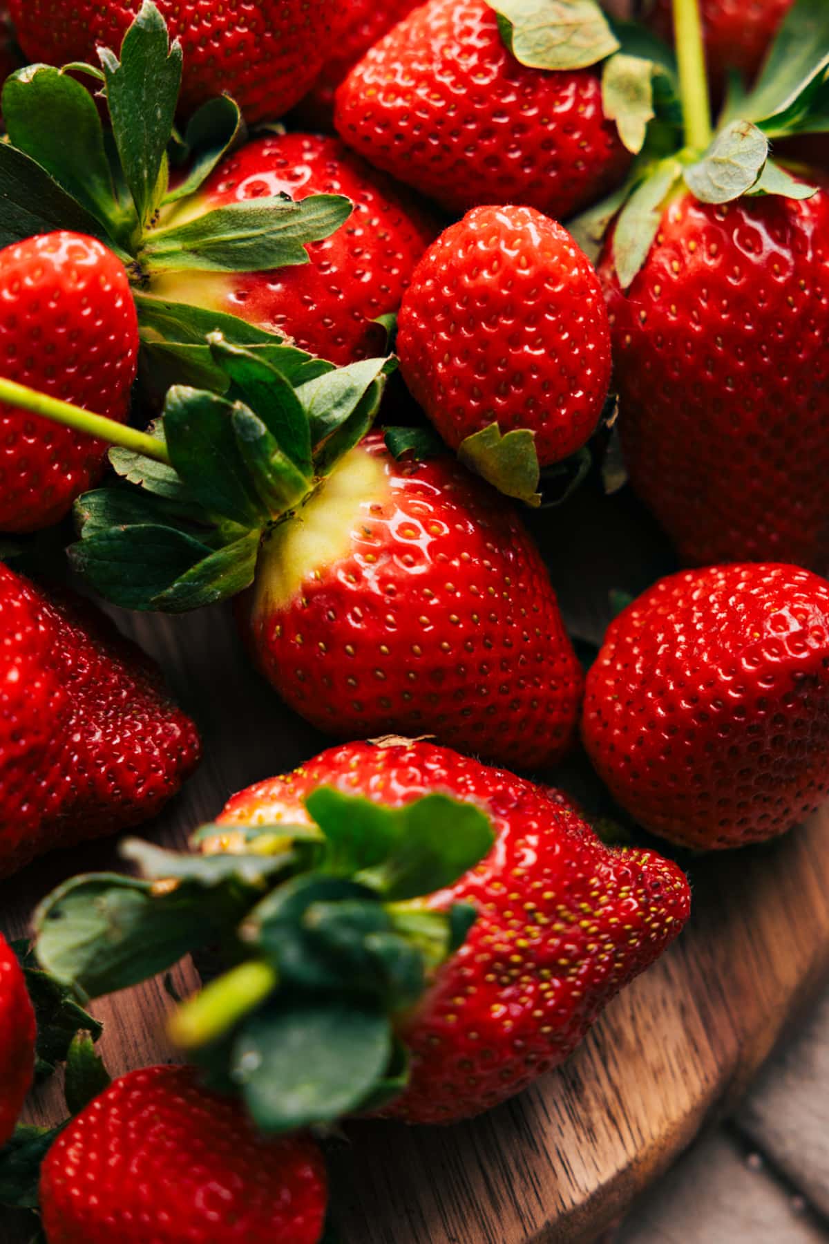 The fresh strawberries washed and ready to go for this recipe.