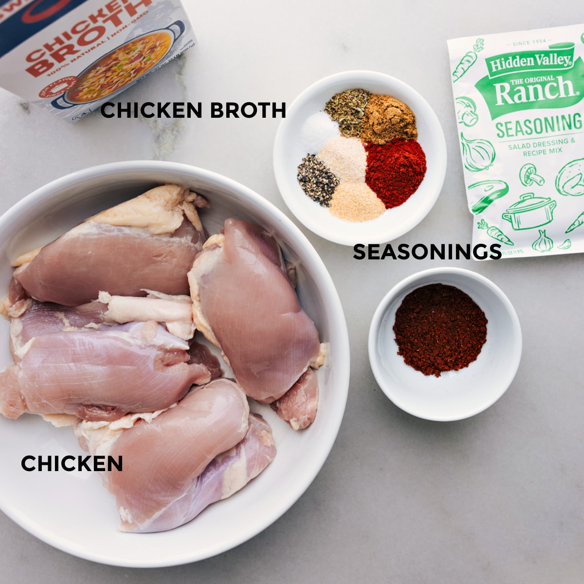 Ingredients for Crockpot Chicken Tacos laid out for easy preparation.