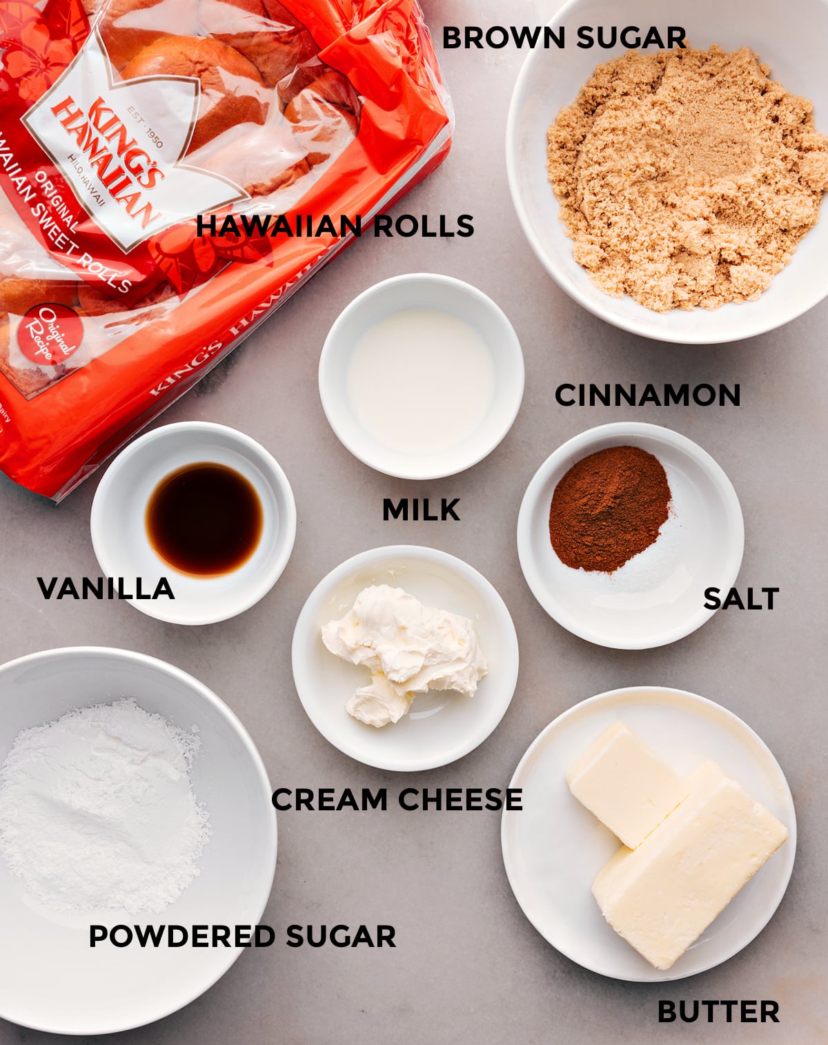 Image showing all the ingredients in this recipe prepped out for easy assembly.