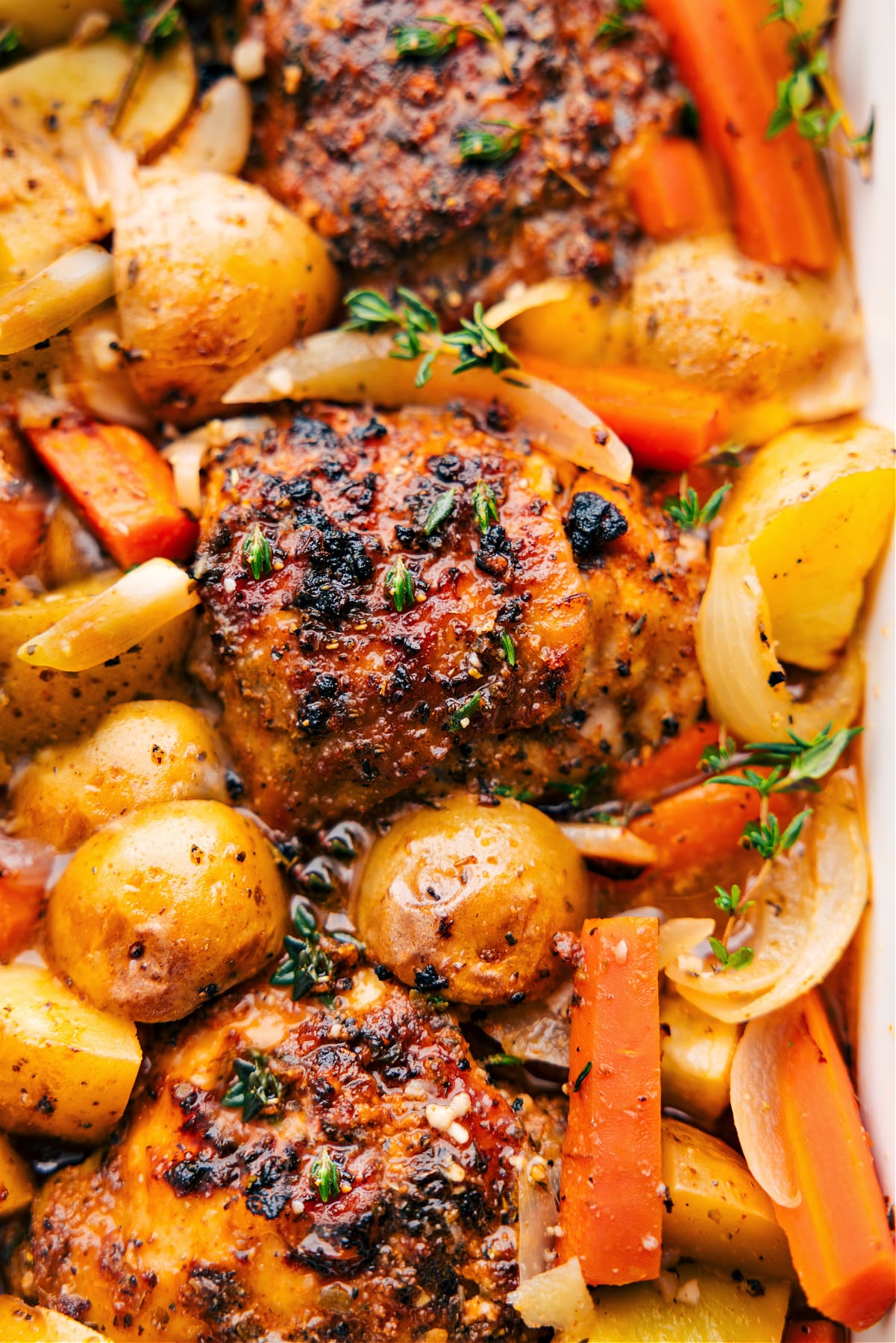 One Pan Chicken and Potatoes fresh out of the oven.