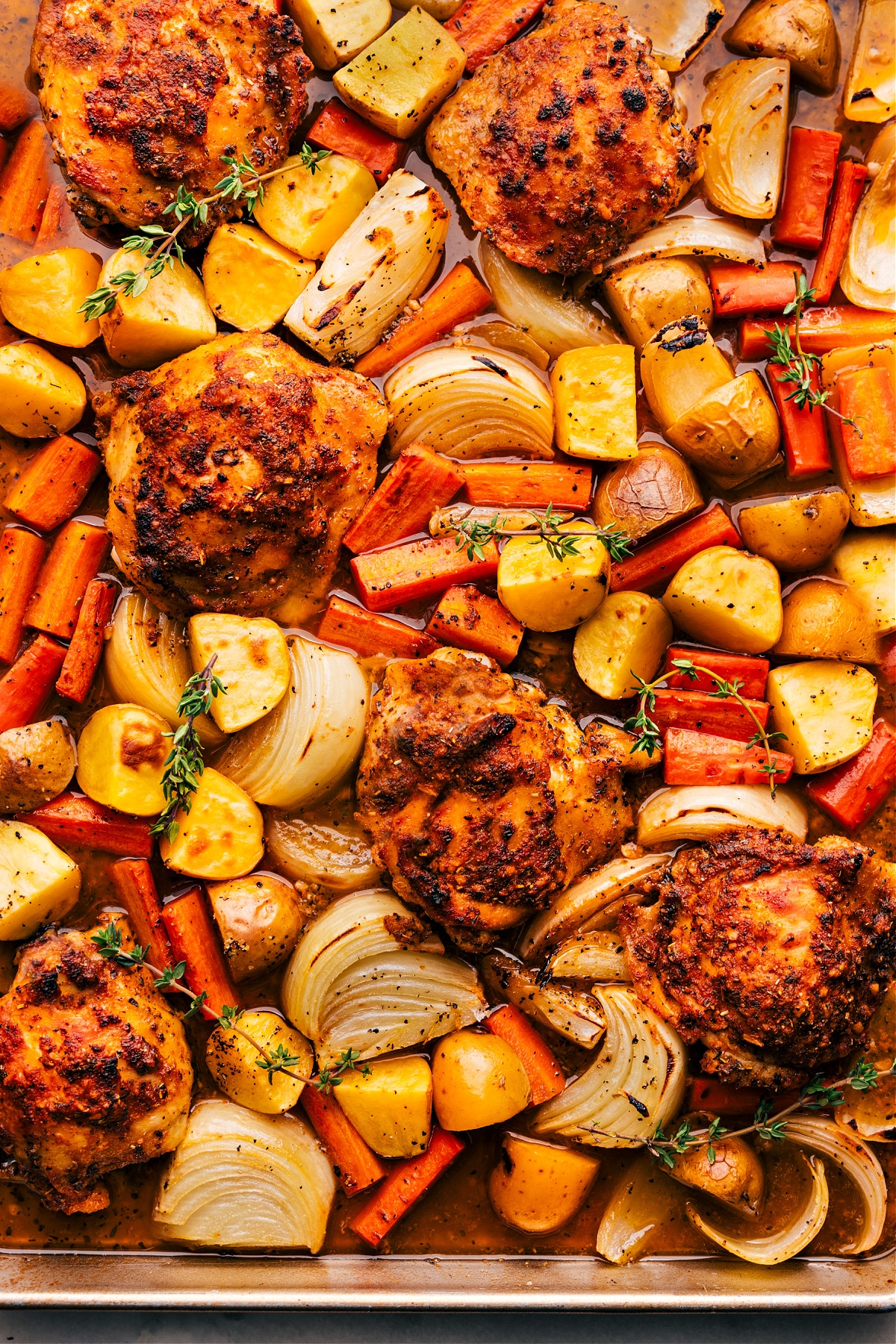 One-Pan Chicken and Potatoes ready to be served.