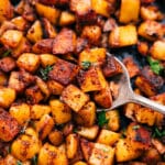 Breakfast skillet potatoes freshly made and ready to be enjoyed.