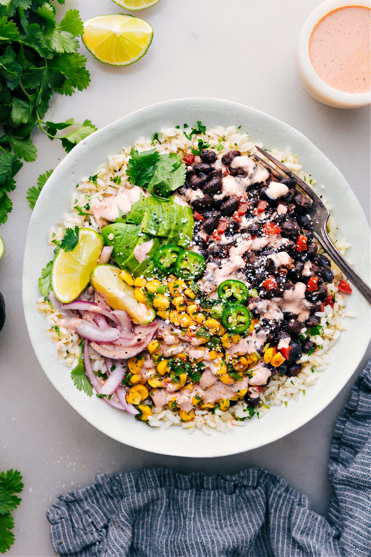 Black Bean Burrito Bowls ready to be enjoyed!