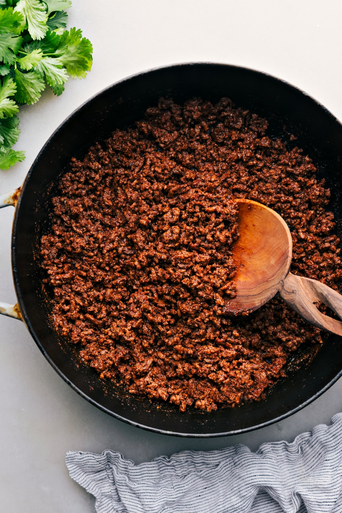 Taco Meat Recipe in the pan ready to be served.