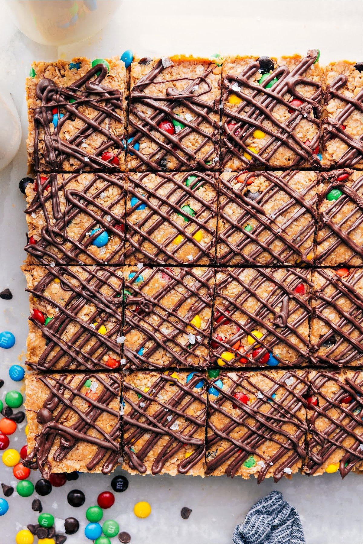 Energy Bars Recipe freshly cut into squares.