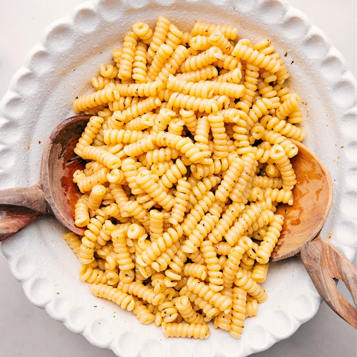 Pasta tossed with some of the dressing for this marry me chicken pasta salad.