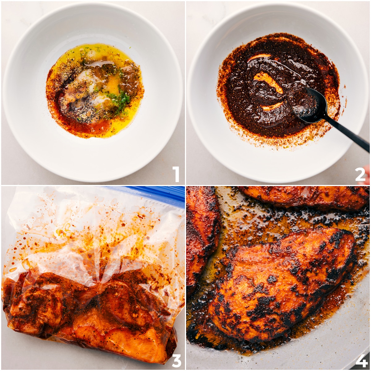 Mix the marinade, stir it into the chicken, let it marinate, then cook the Southwest chicken in a skillet until perfectly done.