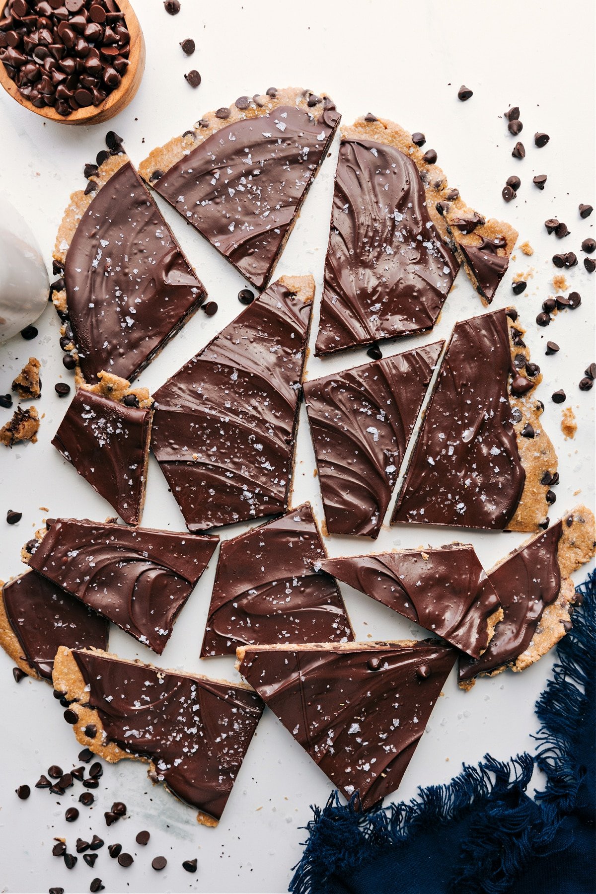 Delicious And Simple Cookie Dough Bark Cookie Dough Bark covered in chocolate, broken into bite-sized pieces, ready to enjoy.