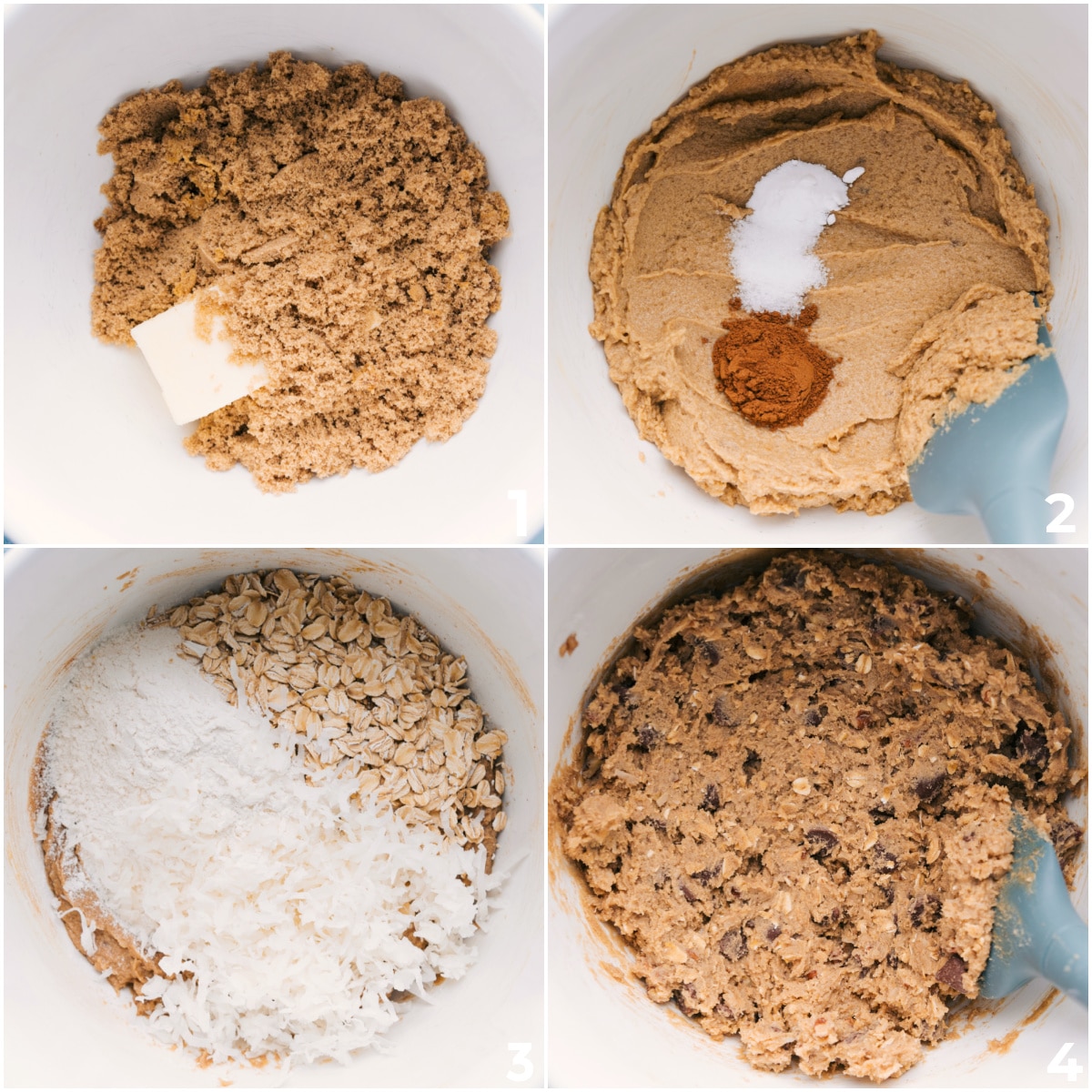 Ingredients for this easy one bowl dessert mixed together in a single bowl.