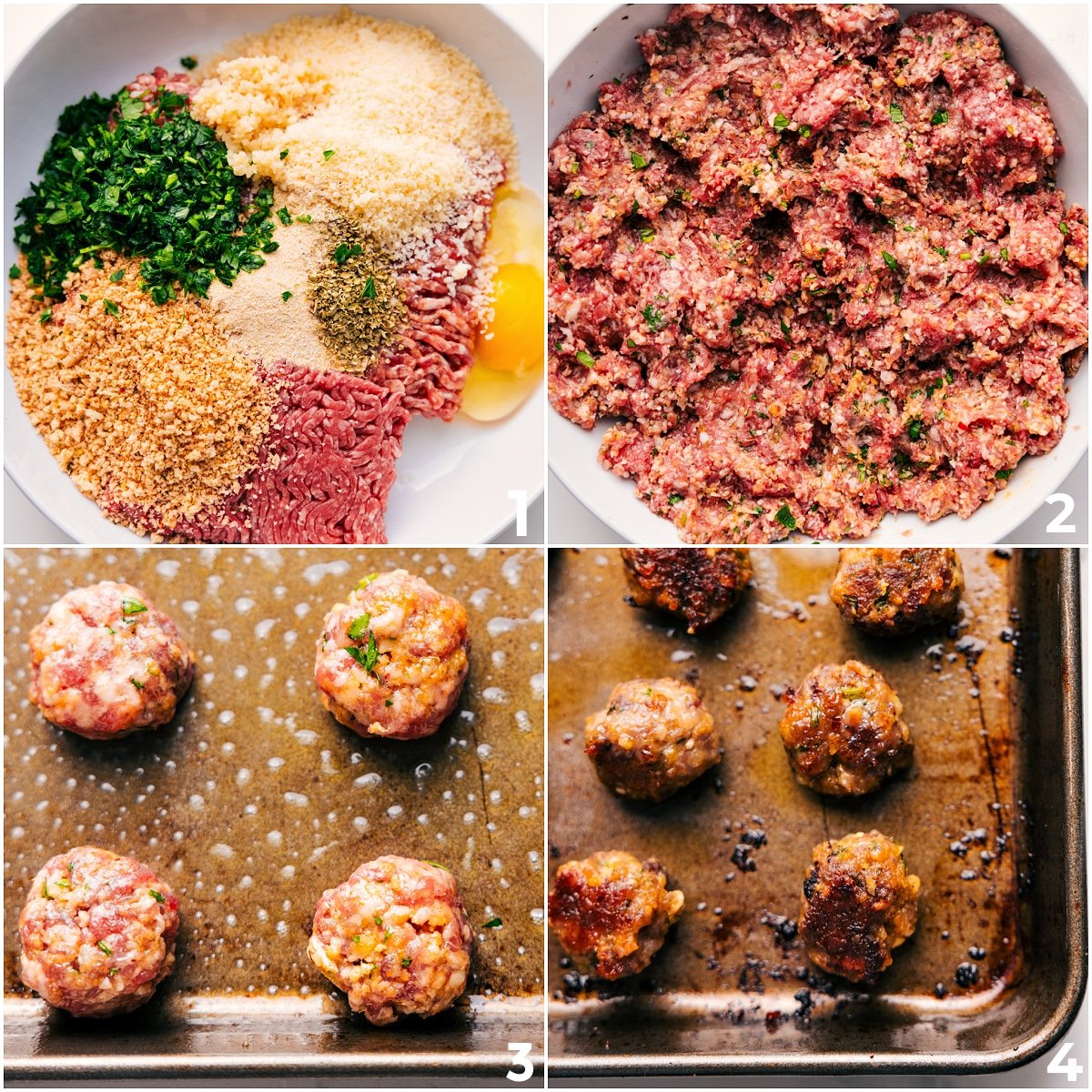 Meatball mixture combined in a bowl and rolled into balls for this Italian Wedding Soup Recipe.