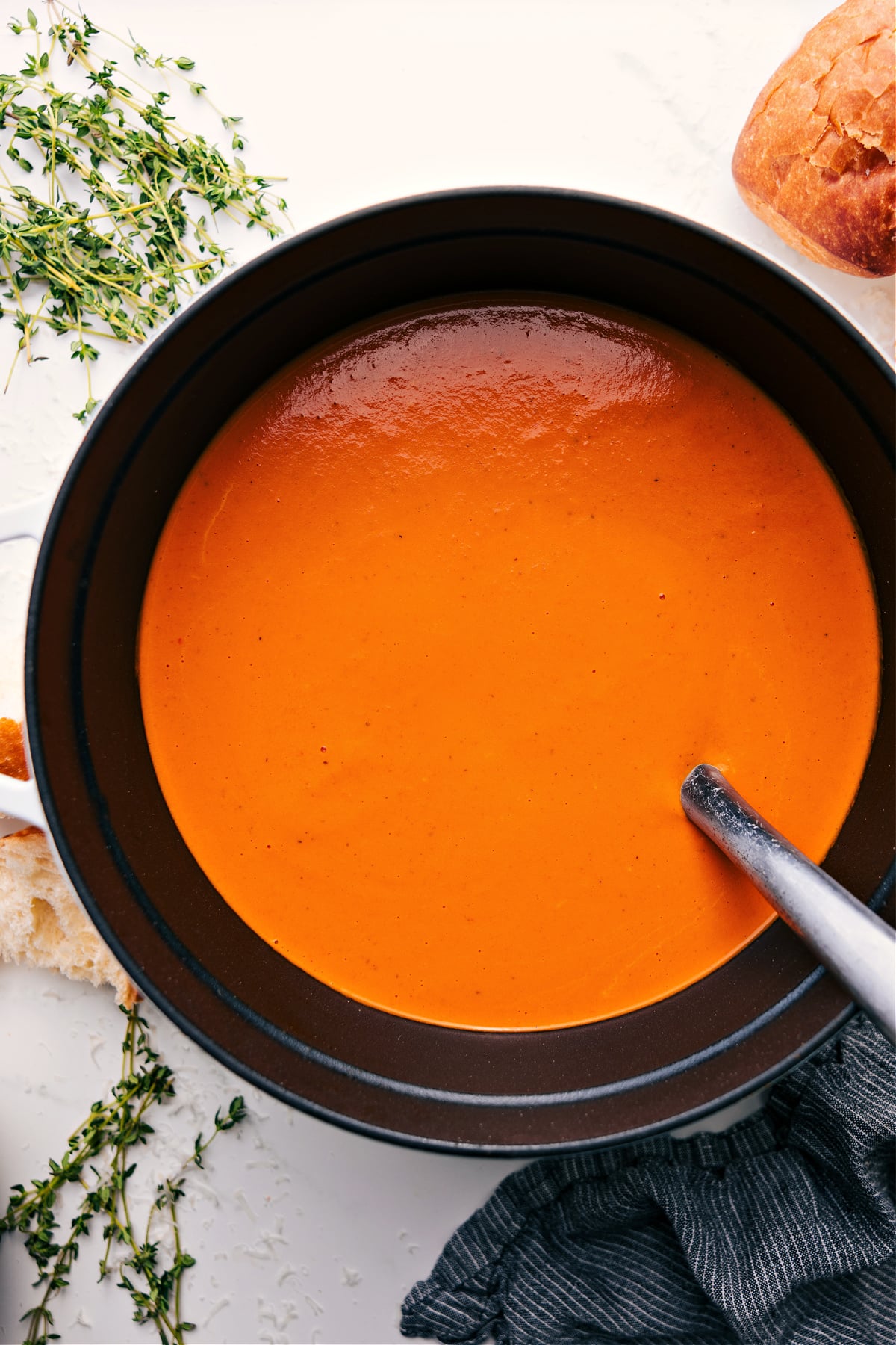 Roasted Red Pepper Gouda Soup Is The Most Comforting Thing You'll Have All Month Roasted Red Pepper Gouda Soup in the pot ready to be enjoyed.