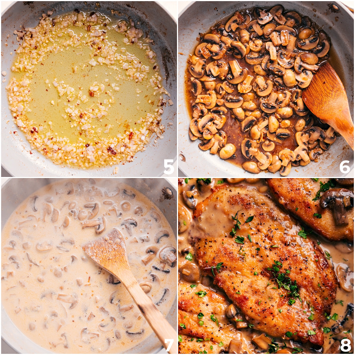 Irresistibly Delicious Creamy Chicken Marsala Recipe The creamy base being sautéed together, then the chicken added back in.