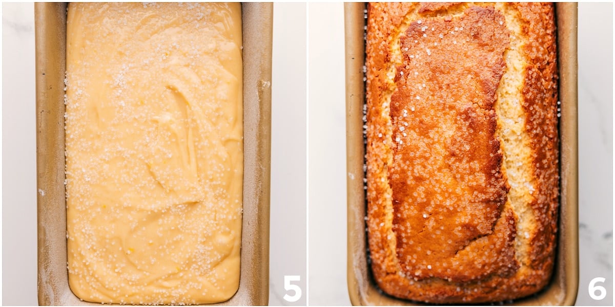 Baking The Lemon Bread The batter added to a bread pan and then baked to perfection.