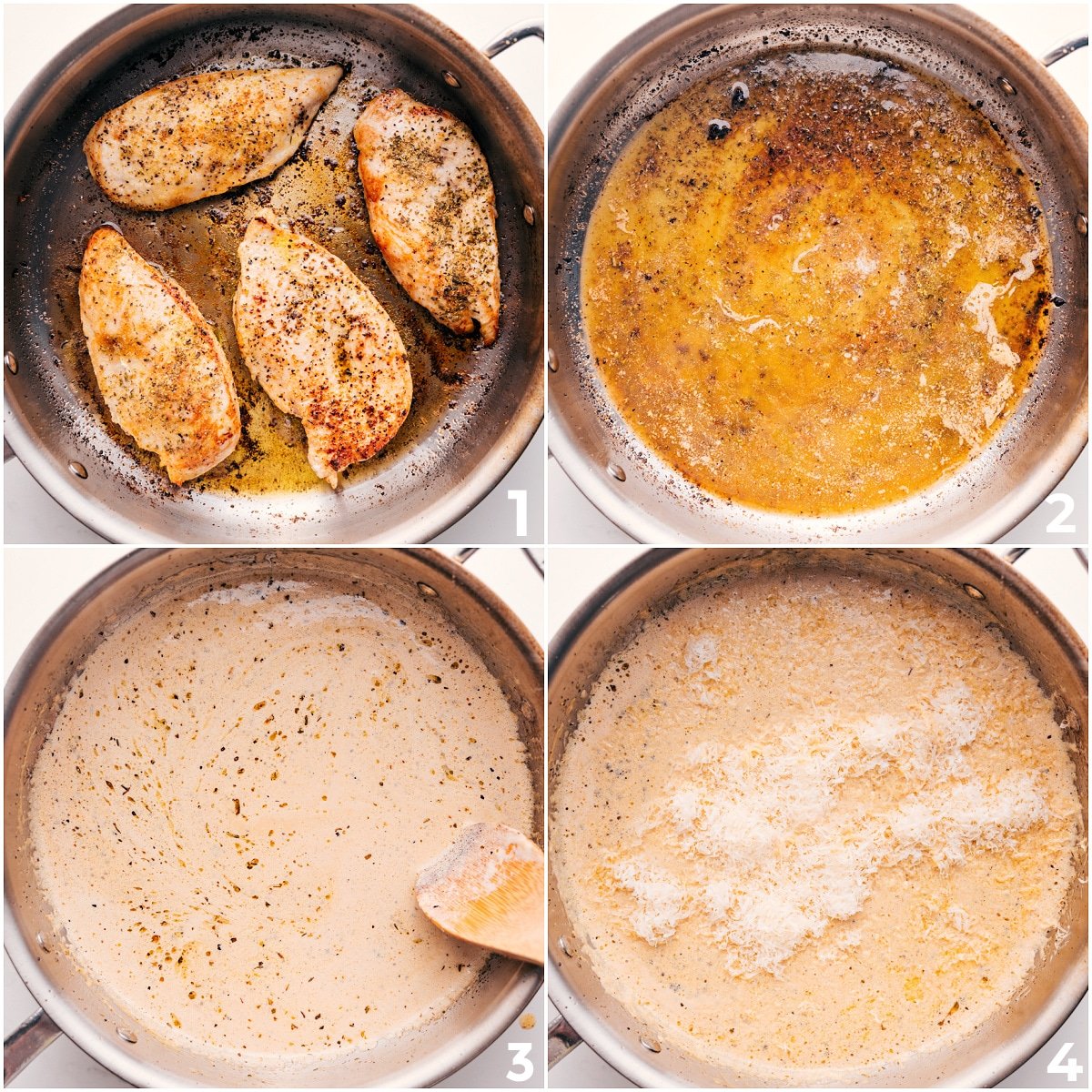 How To Make Chicken Alfredo Recipe The chicken being cooked for this chicken alfredo recipe.