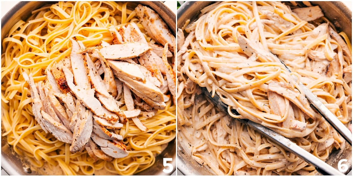 This rich, indulgent, and creamy Chicken Alfredo Recipe brings restaurant-quality to your table, but couldn't be easier to make! It's robustly flavored with minimal ingredients and can be ready in about 30 minutes or less! Recipe via ChelseasMessyApron.com #alfredo #chicken #chickenalfredo #fettuccini #creamy #quick #decadent