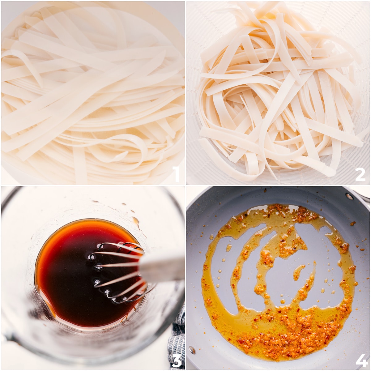 How To Make Thai Drunken Noodles Recipe The noodles being cooked and the sauce being whisked together for this Thai drunken noodles recipe.