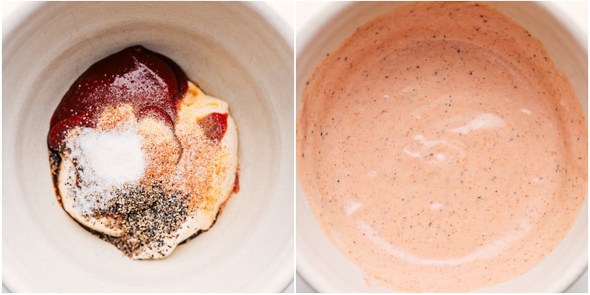 All the Cane's sauce recipe ingredients whisked together in a bowl.