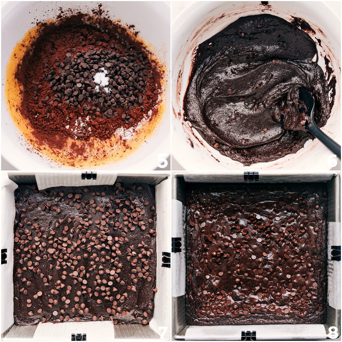 How To Make This Cosmic Brownies Recipe Dry ingredients added to wet ingredients, mixed together, and poured into a pan for this Cosmic Brownies Recipe.
