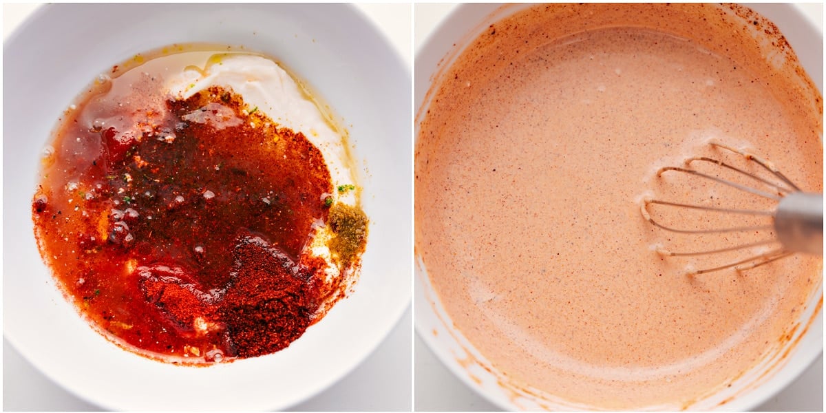 The Best Salad Dressing For This Taco Salad Recipe The dressing for this taco salad recipe whisked together in a bowl.