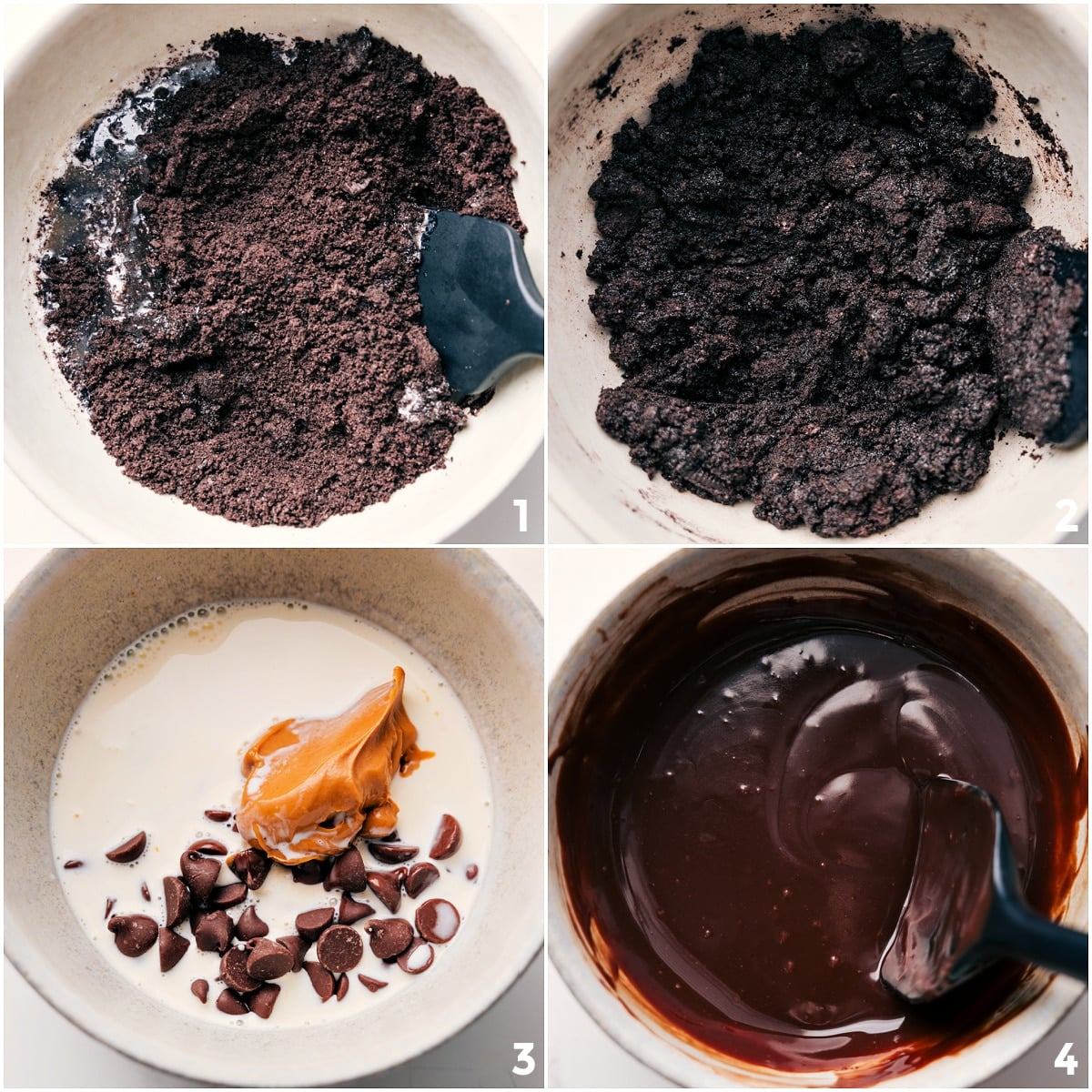How To Make This Chocolate Peanut Butter Pie Making the Oreo crust and chocolate ganache layer for this chocolate peanut butter pie recipe.