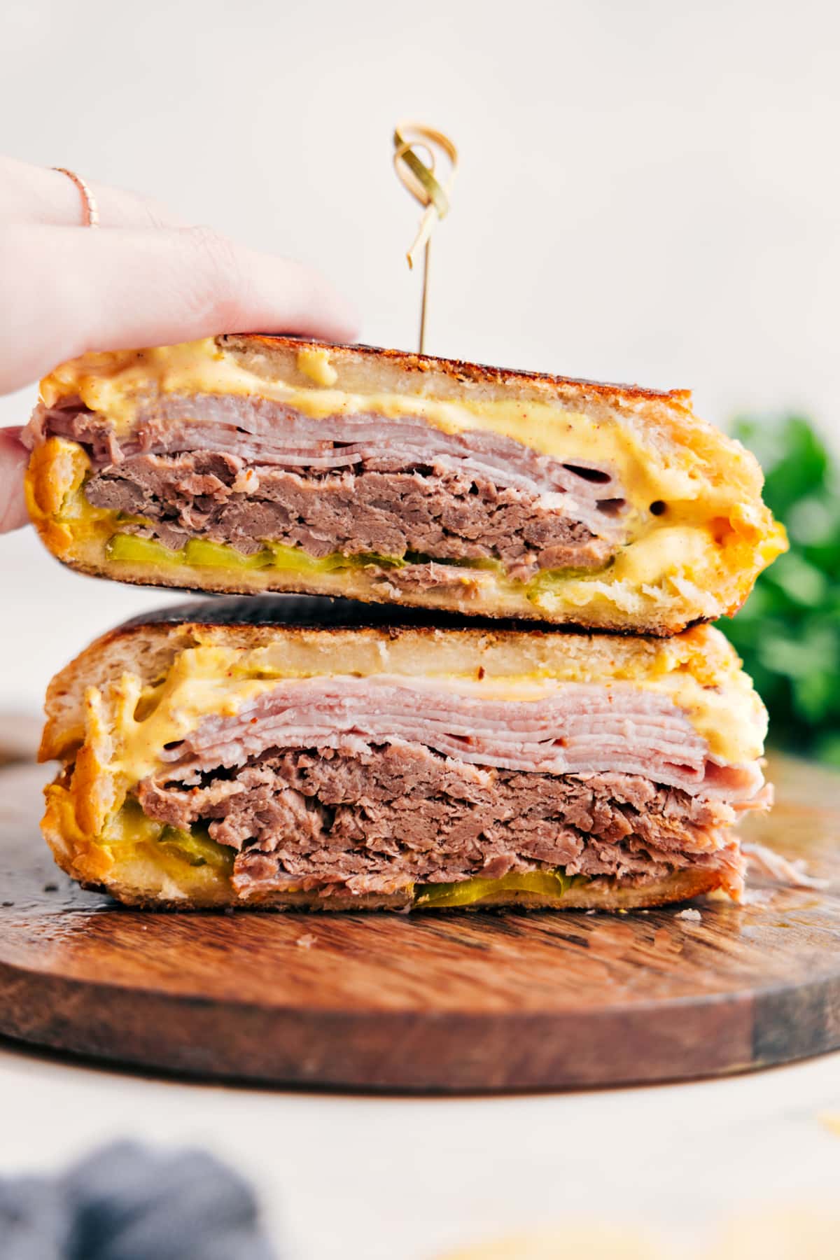 Cuban Sandwich Recipe Ready To Be Enjoyed Cuban Sandwich Recipe stacked and ready to serve.