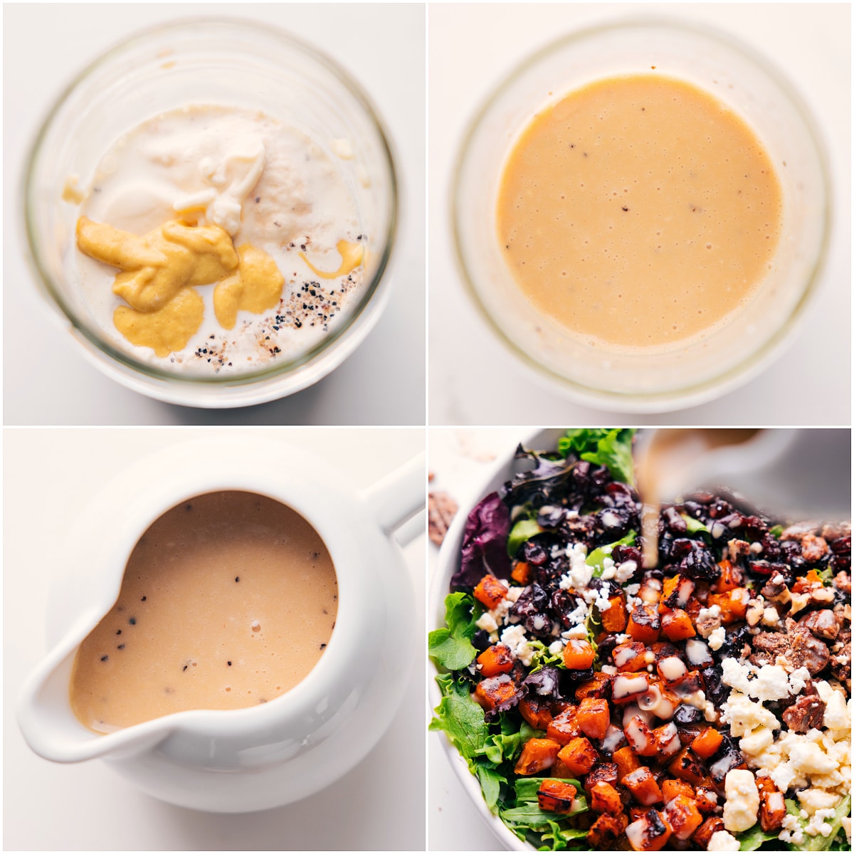 Butternut Squash Salad is a great holiday side dish Butternut squash salad dressing mixed in a mason jar, then drizzled over the salad.